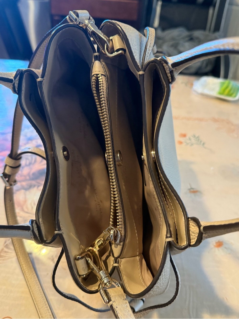 kate spade Cream Pebbled Leather Shoulder Bag with Gold Hardware